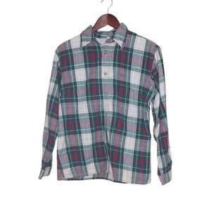 Women's Guess Green Flannel Button-Up Shirt Size Large